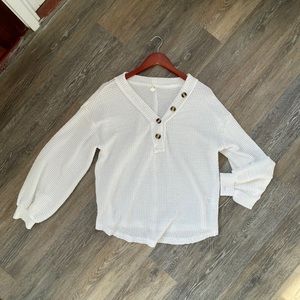 NWOT Wishlist S/M White Waffle Top Bubble Sleeves